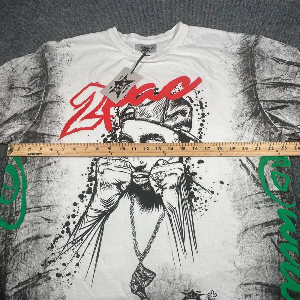 BARRIERS X 2PAC SHAKUR‎ White T Shirt Size XXL